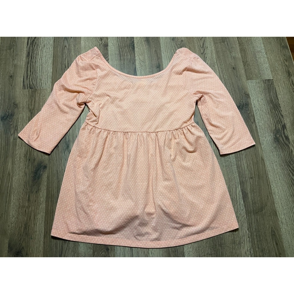 Belle De Jour Shirt, Womens Size Large, Pink, White Dots, 3/4 Sleeve, Scoop Neck